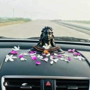 Beckon Venture-Microfibre Adiyogi Statue For Car Dashboard-Black