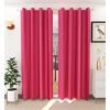 Curtain Decor-Faux Silk Polyester Blackout Window Curtain-Pink (Pack Of 2)