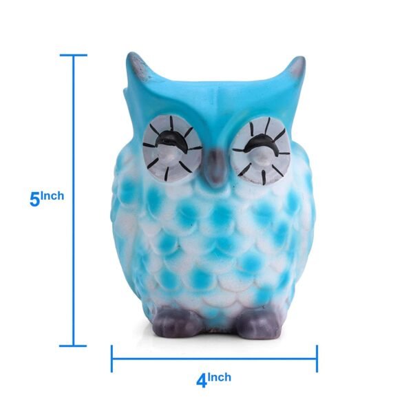 Beckon Venture-Handcrafted Cute Owl Shape Planter-Blue