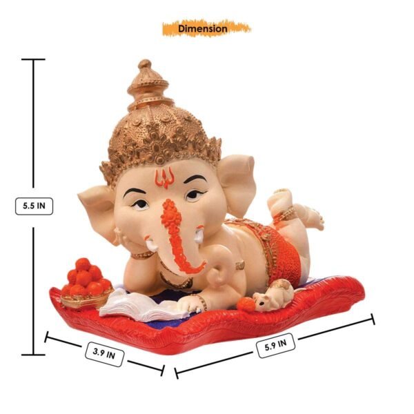 Beckon Venture-Handicrafted Sleeping Lord Ganesha Statue-Red