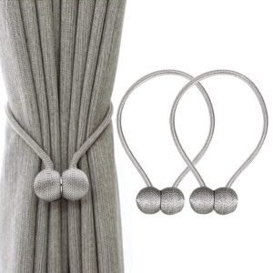 Reyansh Decor-Modern Curtain Solid Circle Tassels (Hooks)-Grey (Pack Of 2)