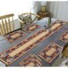 Reyansh Decor-Jacquard Dinning Table Runner with Plate Mats-Chocholate (Pack Of 7)