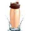 Prisha India Craft-Pure Copper Water Bottle With Cap-Brown (700 ml)