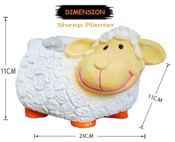 Beckon Venture-Cute Sheep Shaped Polyresin Planter Showpiece-White