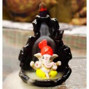 Beckon Venture-Lord Ganesha Backflow Incense Burner Idol-Yellow Red