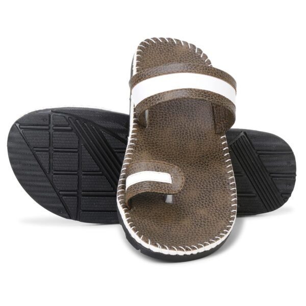 Emosis-Men's Faux Leather Casual Chappal Cum Thong Sandal-Olive