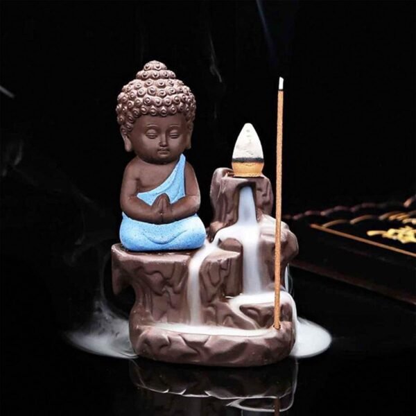 Beckon Venture-Handcrafted Smoke Buddha Backflow Incense Burner-Blue