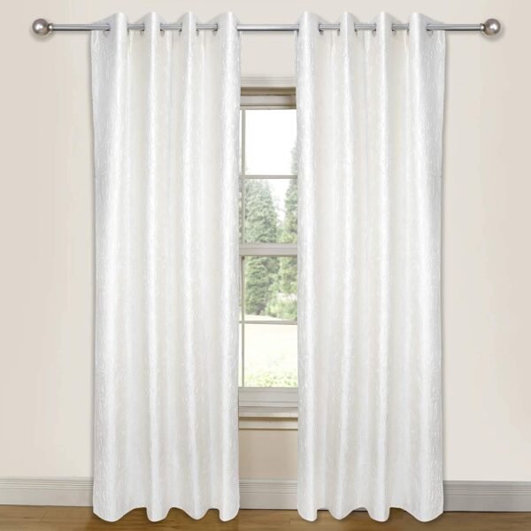 Reyansh Decor-Heavy Long Crush Polyester Curtain-White (Pack Of 3)