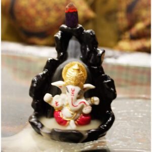Beckon Venture-Lord Ganesha Backflow Incense Burner Idol-Yellow Red
