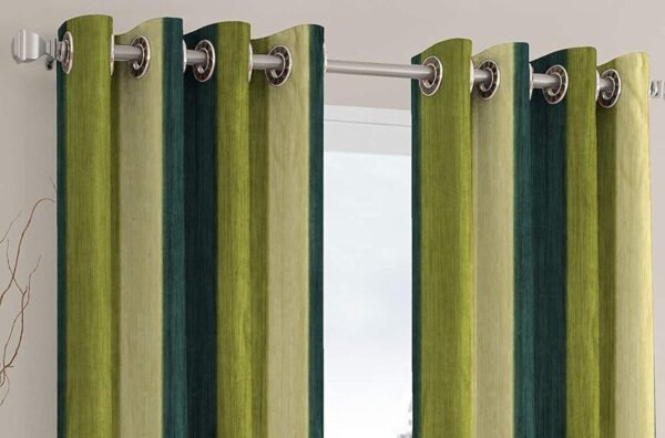 Curtain Decor-Polyester 3D Royal Eyelet Curtain-Green (Pack Of 2)