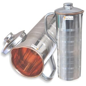 Prisha India Craft-Steel Copper Water Jug-Pack Of 2 (900 ml)