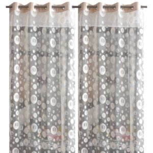 Curtain Decor-Polyester Net Eyelet Curtain-White (Pack Of 2)