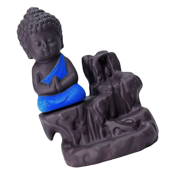 Beckon Venture-Handcrafted Smoke Buddha Backflow Incense Burner-Blue