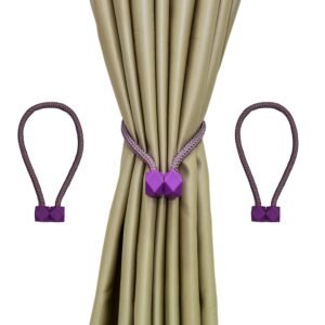 Reyansh Decor-Modern Curtain Solid Tassels (Hooks)-Purple (Pack Of 2)