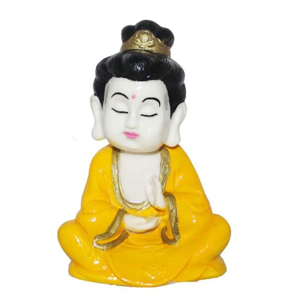 Beckon Venture-Handcrafted Meditating Lord Buddha Statue-Yellow