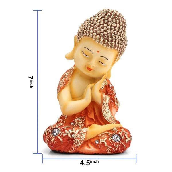Beckon Venture-Handcrafted Little Monk Modern Meditating Buddha-Orange