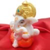 Beckon Venture-Handcrafted Lord Ganesha Statue-White & Orange
