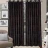 Reyansh Decor-Heavy Long Crush Polyester Curtain-Dark Coffee (Pack Of 3)