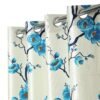Reyansh Decor-Long Flower Print Polyester Curtain-Blue Flower (Pack Of 3)