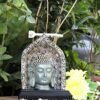 Beckon Venture-Handcrafted Meditating Lord Buddha Face Statue-Grey