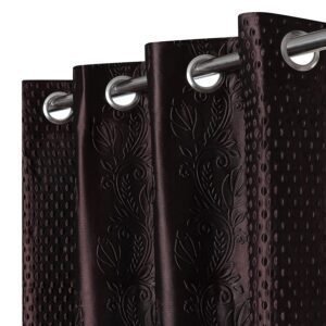 Reyansh Decor-Heavy Long Crush Polyester Curtain-Dark Coffee (Pack Of 3)