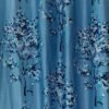 Reyansh Decor-Polyester Blend Leaves Eyelet Curtain-Royal Blue (Pack Of 3)