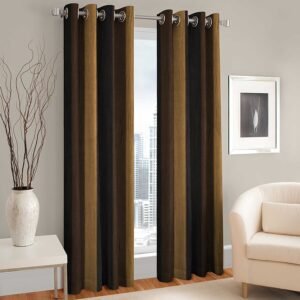Curtain Decor-Polyester 3D Royal Eyelet Curtain-Brown (Pack Of 2)