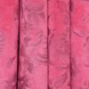 Reyansh Decor-Heavy Vevlet Print Eyelet Curtain-Pink Flower (Pack Of 3)