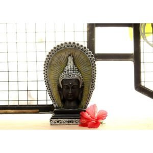 Beckon Venture-Handcrafted Meditating Lord Buddha Face Statue-Black