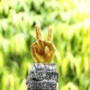 Beckon Venture-Polyresin Victory Sign Hand Sculpture Showpiece-Golden