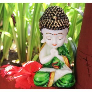Beckon Venture-Handcrafted Praying Lord Buddha Statue-Green