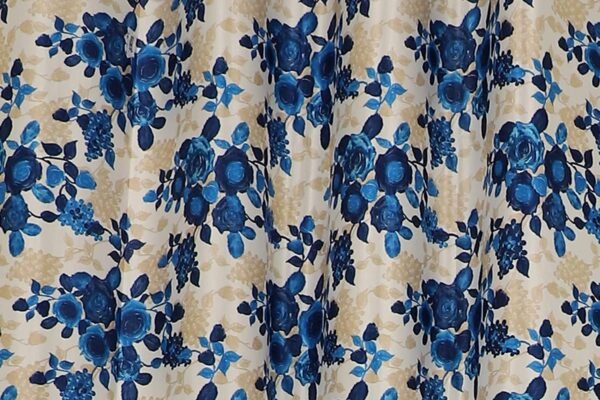 Reyansh Decor-Heavy Polyester Long Crush Curtain-Blue Rose (Pack Of 3)
