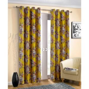 Reyansh Decor-Heavy Polyster Digital Print Curtain-Yellow_H-1 (Pack Of 3)