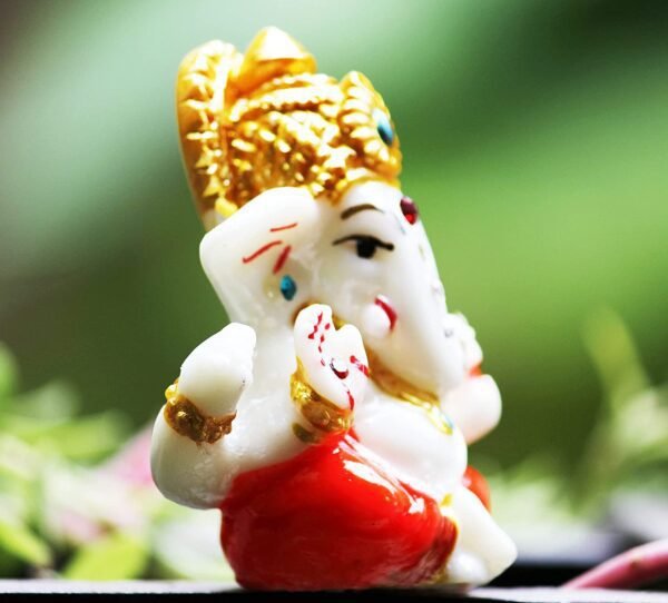 Beckon Venture-Handcrafted Lord Ganesha Statue-White & Red