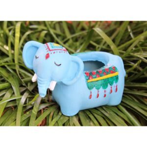 Beckon Venture-Handcrafted Cute Elephant Shaped Planter-Blue