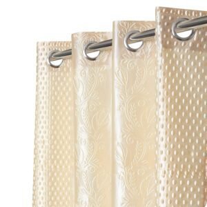Reyansh Decor-Heavy Long Crush Polyester Curtain-Cream (Pack Of 3)