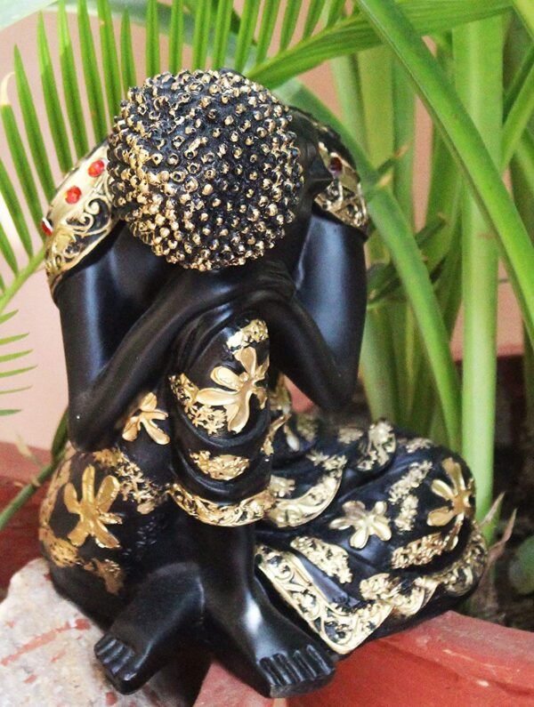 Beckon Venture-Handcrafted Meditating Lord Buddha-Black & Gold