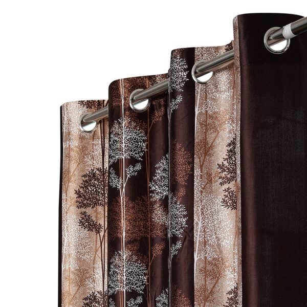 Reyansh Decor-Printed Heavy Polyester Eyelet Curtain-Coffee Tree (Pack Of 3)