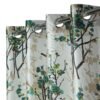 Reyansh Decor-Polyester Blend Leaves Eyelet Curtain-Aqua (Pack Of 3)