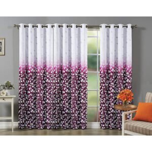 Reyansh Decor-Heavy Polyester Digital Panel Curtain-Wine Leaf (Pack Of 3)