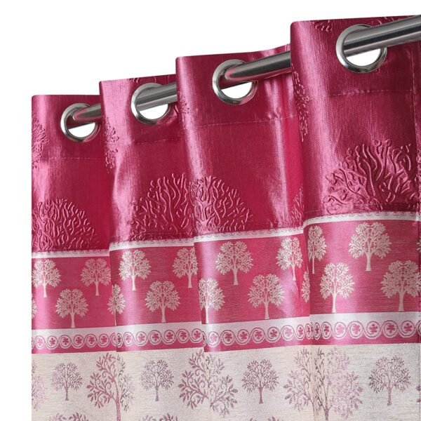 Reyansh Decor-Heavy Polyester Jacquard Punch Curtain-Pink T (Pack Of 2)