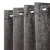 Reyansh Decor-Heavy Vevlet Print Eyelet Curtain-Grey Texture (Pack Of 3)