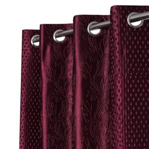 Reyansh Decor-Heavy Long Crush Polyester Curtain-Wine (Pack Of 3)