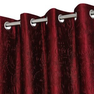 Reyansh Decor-Heavy Long Crush Polyester Curtain-Maroon (Pack Of 3)