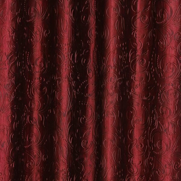 Reyansh Decor-Heavy Long Crush Polyester Curtain-Maroon (Pack Of 3)