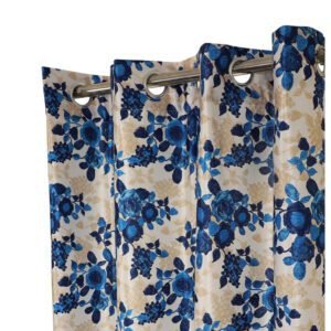 Reyansh Decor-Heavy Polyester Long Crush Curtain-Blue Rose (Pack Of 3)