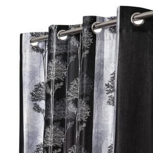 Reyansh Decor-Printed Heavy Polyester Eyelet Curtain-Grey Tree (Pack Of 3)