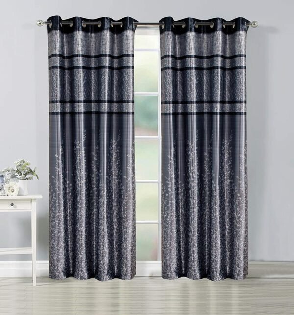 Reyansh Decor-Heavy Polyester Digital Panel Curtain-Grey (Pack Of 3)