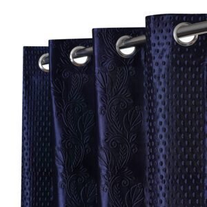 Reyansh Decor-Heavy Long Crush Polyester Curtain-Blue (Pack Of 3)