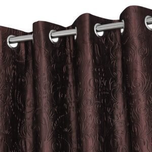 Reyansh Decor-Heavy Long Crush Polyester Curtain-Coffee (Pack Of 3)